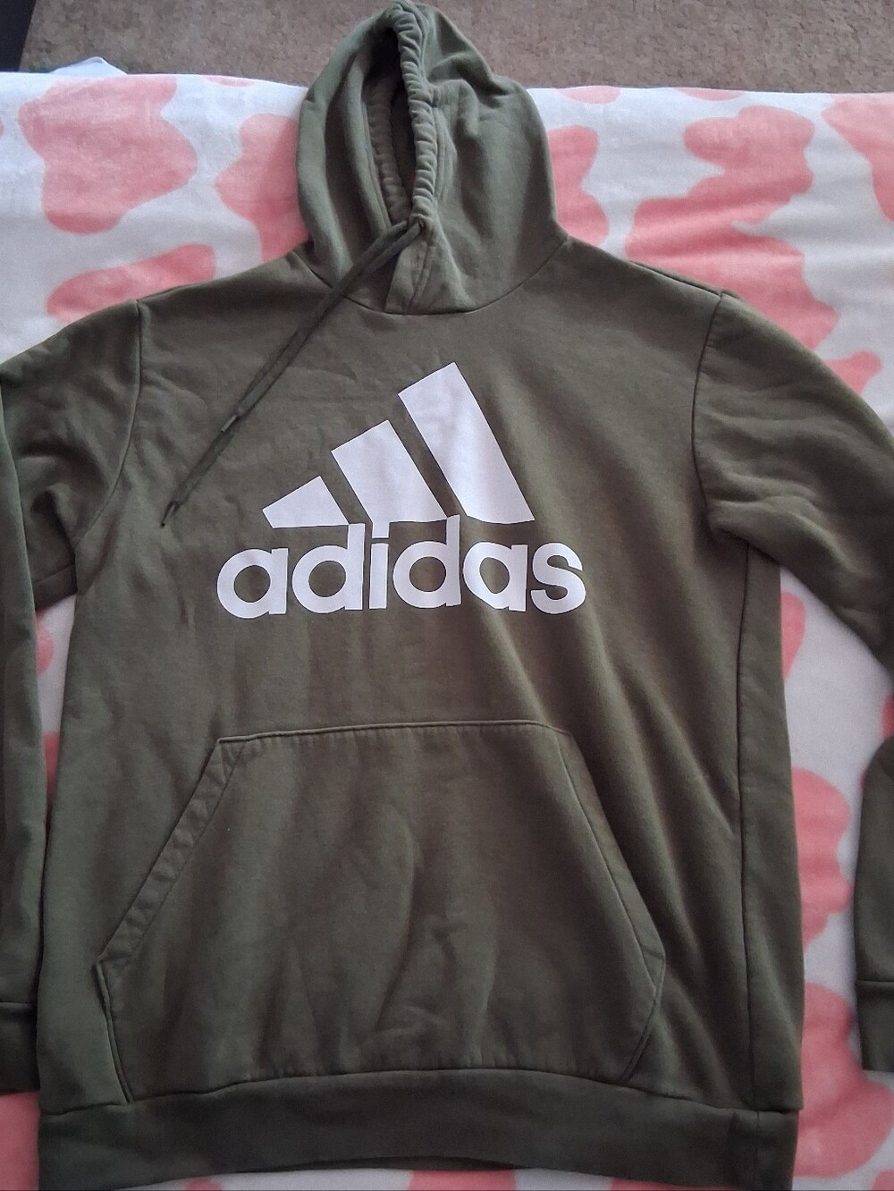 adidas Olive Green Hoodie with White Logo
